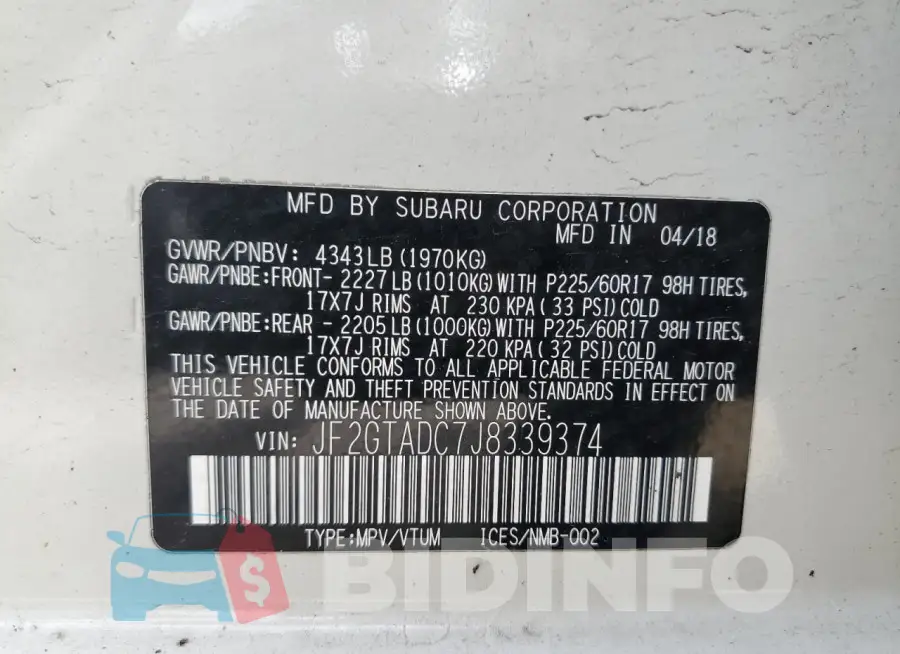 JF2GTADC7J8339374 Photo# 14