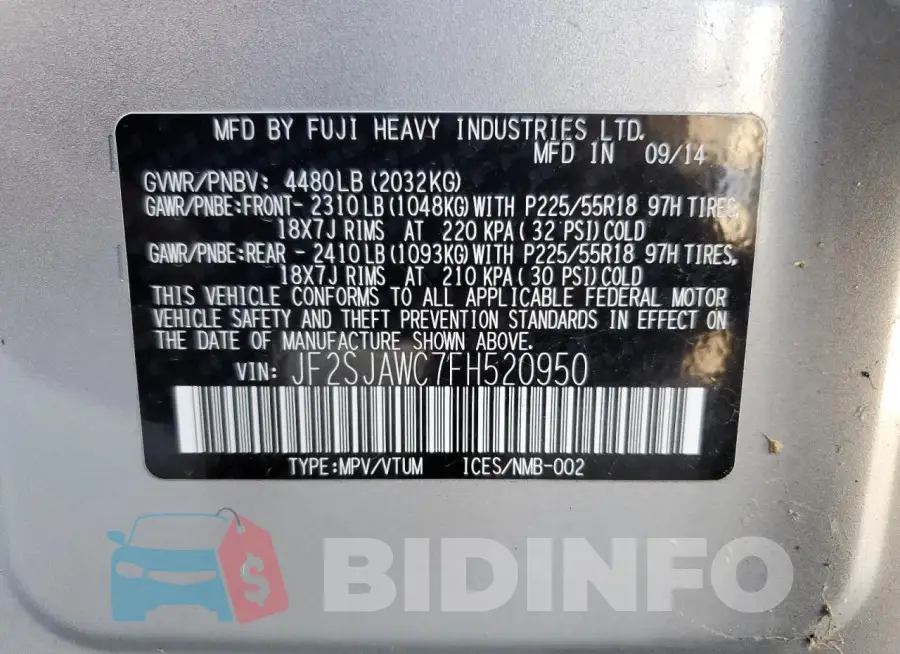 JF2SJAWC7FH520950 Photo# 13