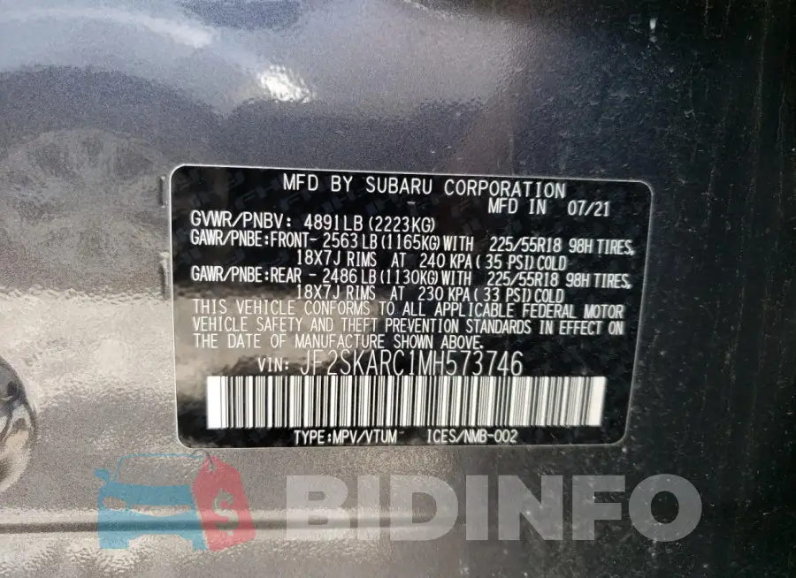 JF2SKARC1MH573746 Photo# 13