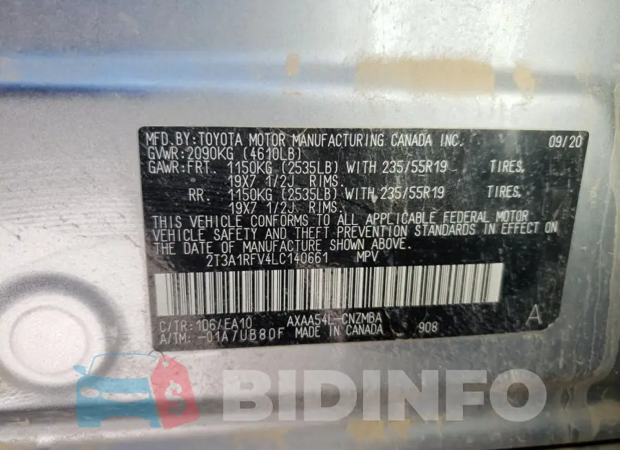 2T3A1RFV4LC140661 Photo# 13