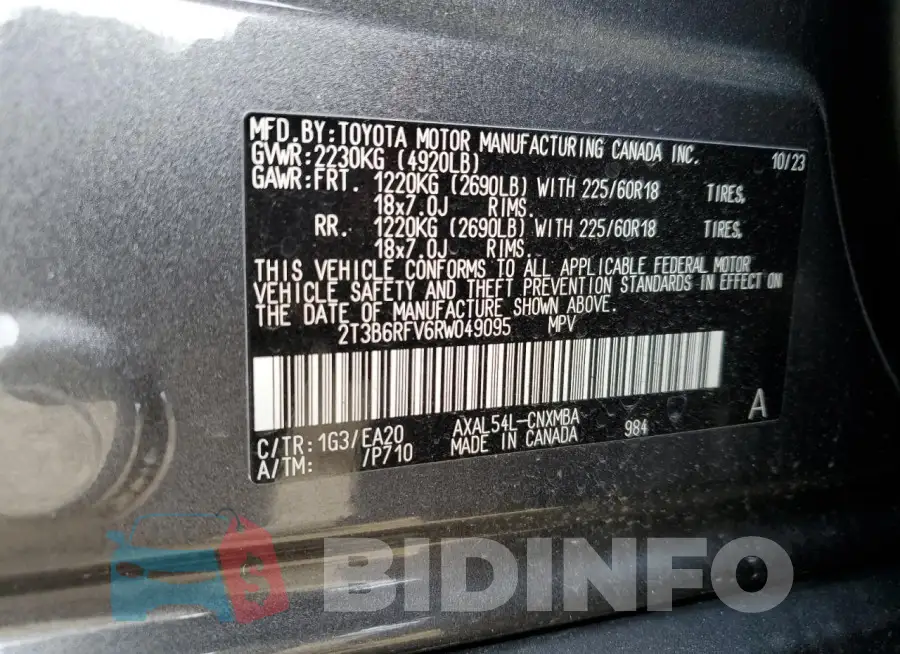 2T3B6RFV6RW049095 Photo# 12