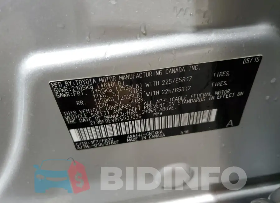 2T3BFREV8FW333096 Photo# 12
