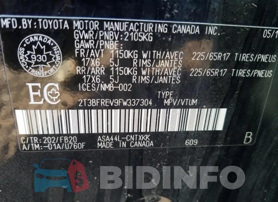 2T3BFREV9FW337304 Photo# 12