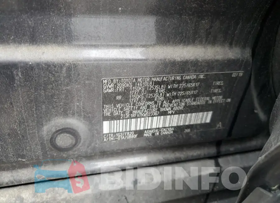 2T3F1RFV7KW023367 Photo# 13