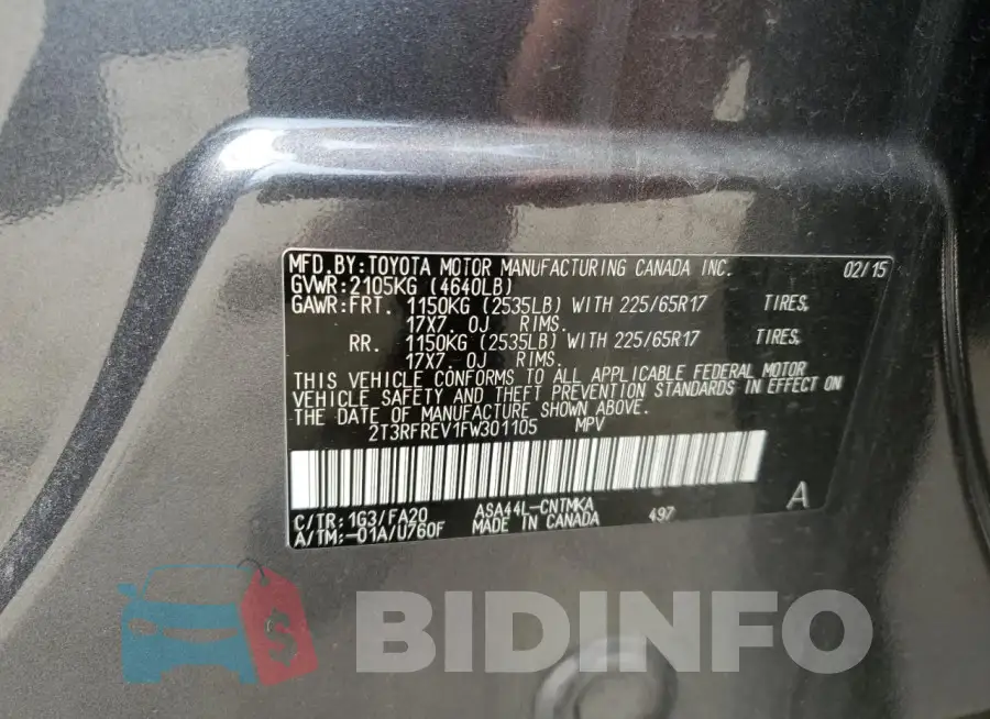 2T3RFREV1FW301105 Photo# 14