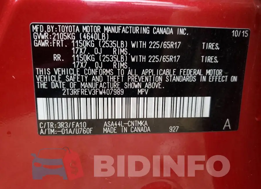 2T3RFREV3FW407989 Photo# 12