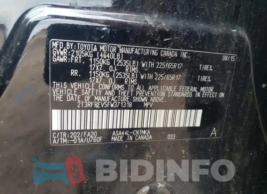 2T3RFREV5FW371318 Photo# 14