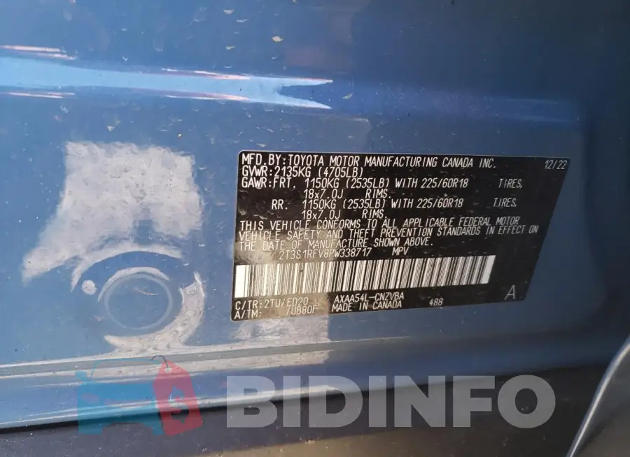 2T3S1RFV8PW338717 Photo# 14