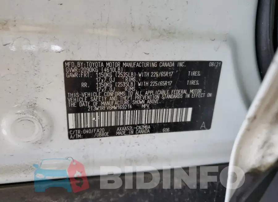 2T3W1RFV6MW169214 Photo# 13