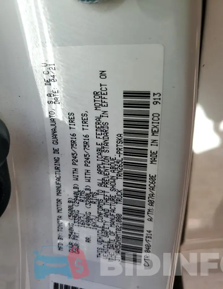 3TYAX5GN9MT021080 Photo# 12