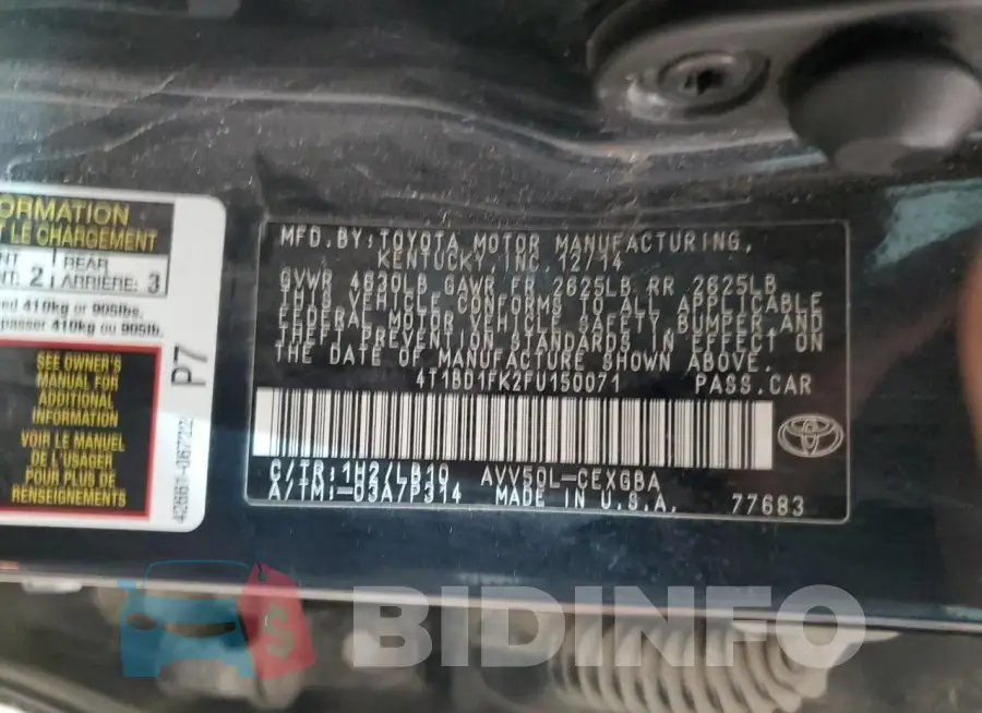 4T1BD1FK2FU150071 Photo# 12