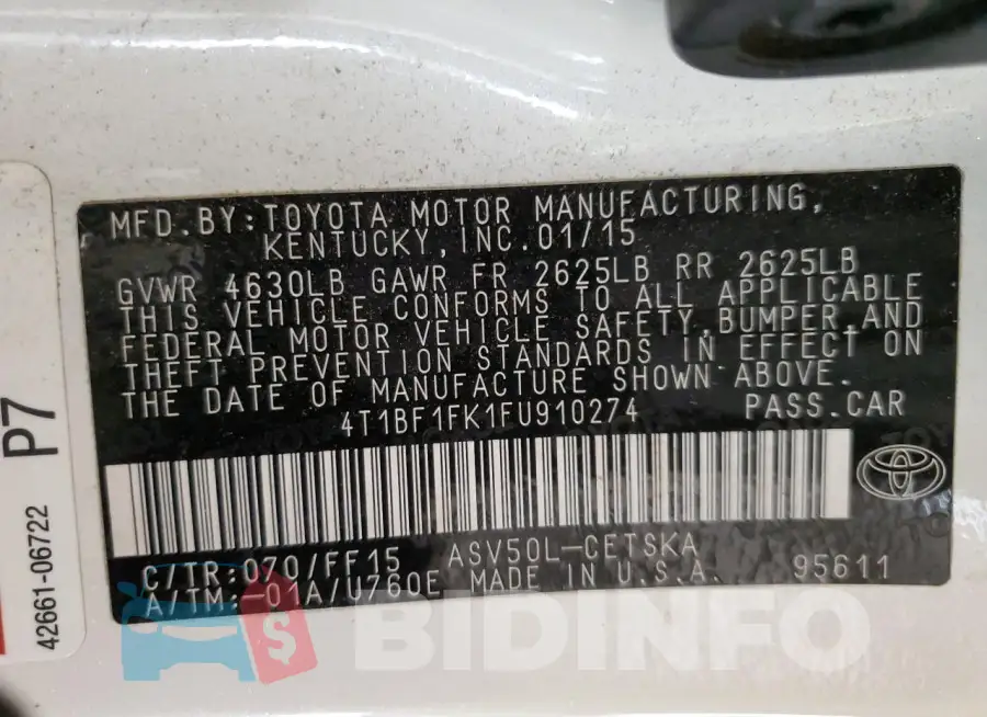 4T1BF1FK1FU910274 Photo# 13
