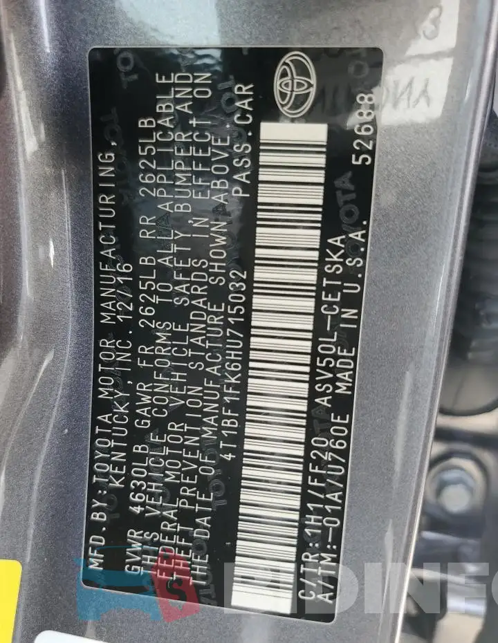4T1BF1FK6HU715032 Photo# 12