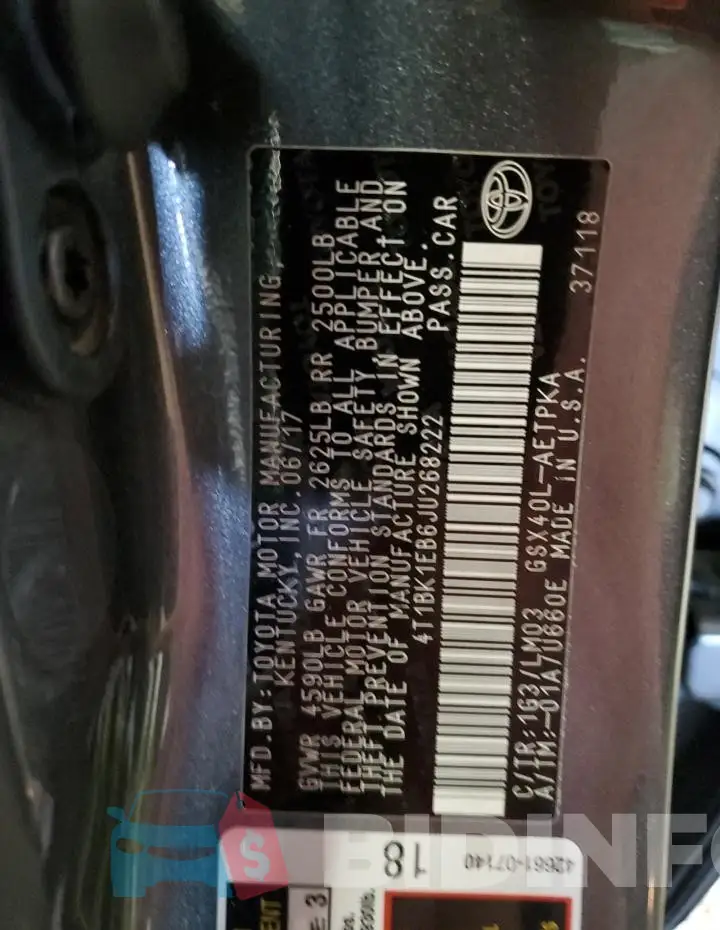 4T1BK1EB6JU268222 Photo# 12