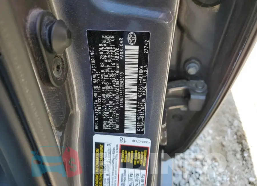 4T1BK1EB8GU202019 Photo# 12