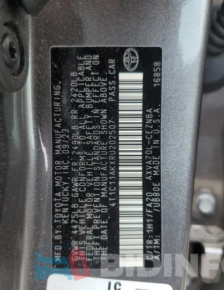 4T1C11AKXRU202507 Photo# 12