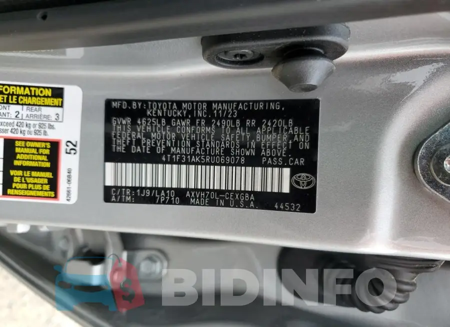 4T1F31AK5RU069078 Photo# 12