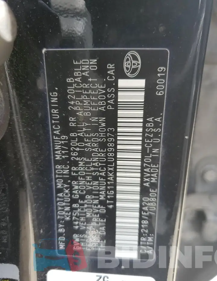 4T1G11AKXLU898973 Photo# 13