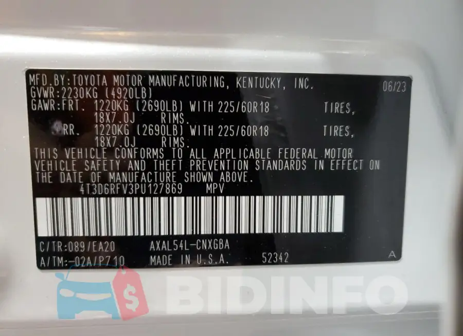 4T3D6RFV3PU127869 Photo# 13