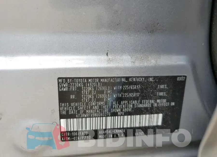 4T3RWRFV9NU060276 Photo# 12