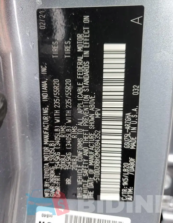 5TDDZRBH2MS094352 Photo# 13