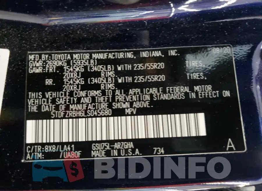 5TDFZRBH6LS045680 Photo# 13