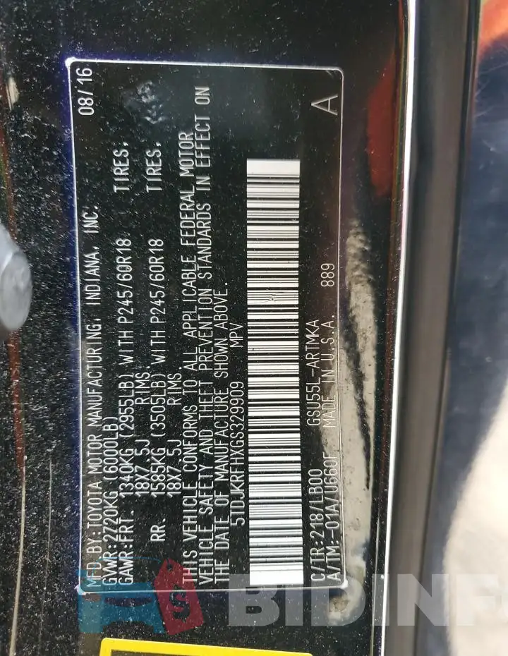 5TDJKRFHXGS329909 Photo# 13