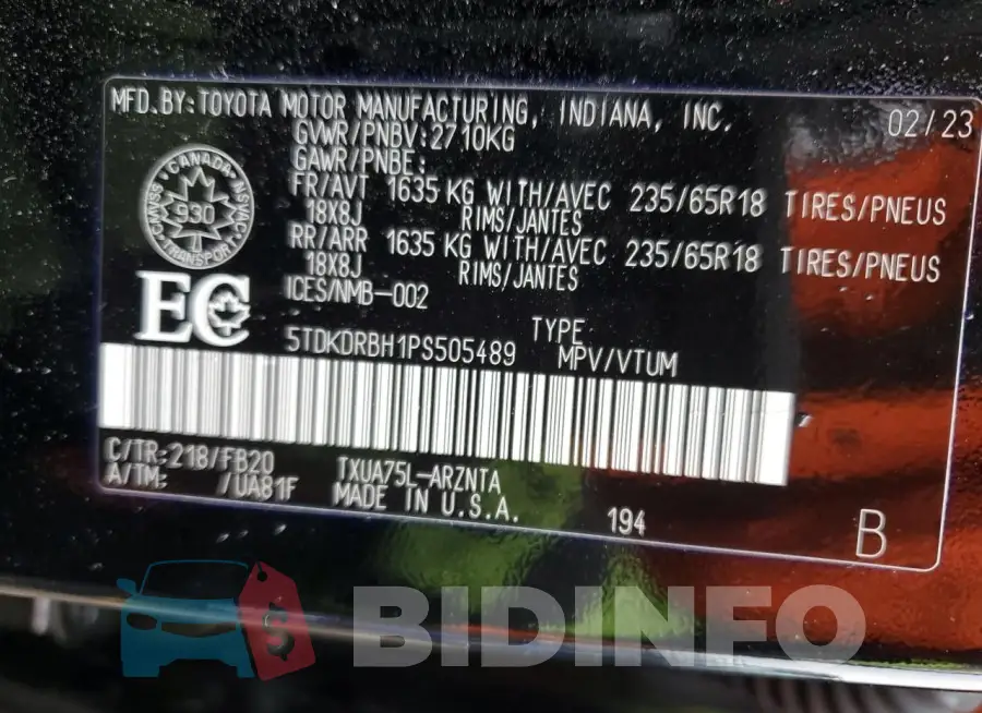 5TDKDRBH1PS505489 Photo# 13