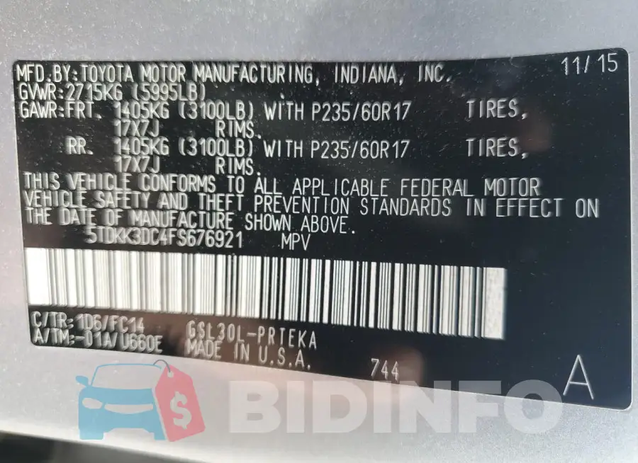 5TDKK3DC4FS676921 Photo# 13
