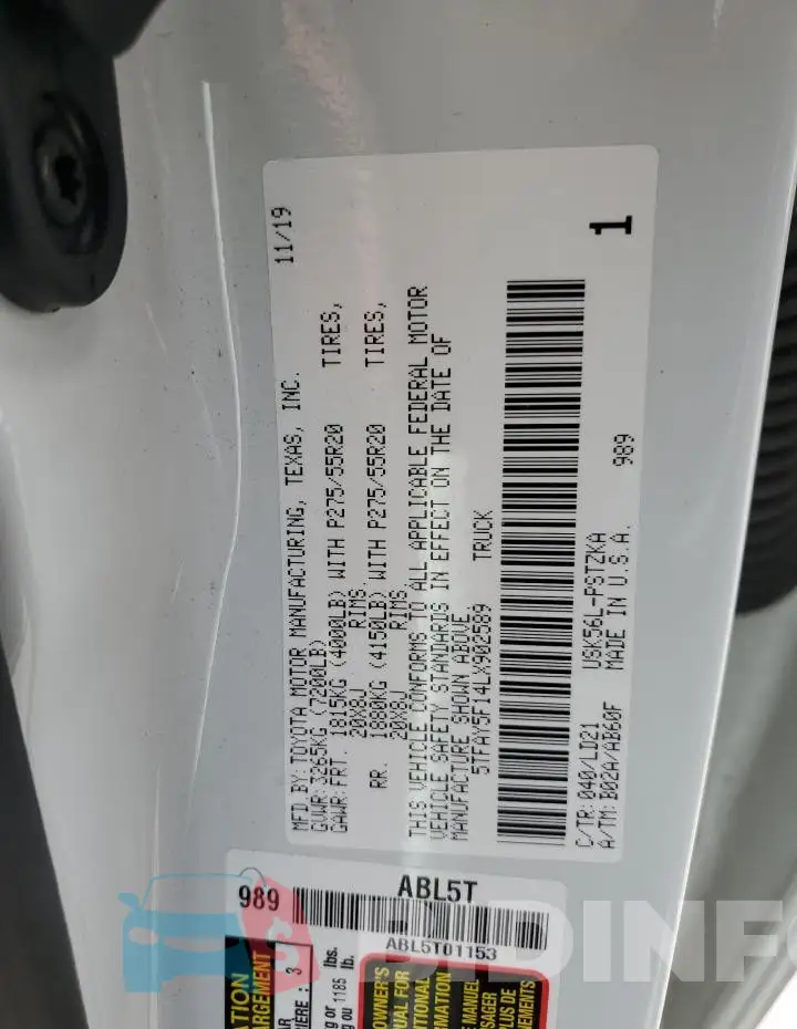 5TFAY5F14LX902589 Photo# 12