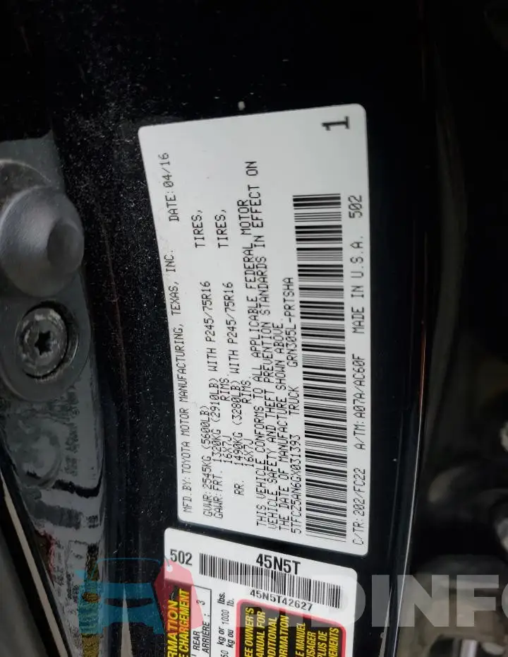 5TFCZ5AN6GX031393 Photo# 12