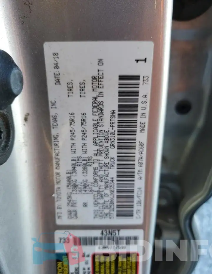 5TFDZ5BNXJX035344 Photo# 12