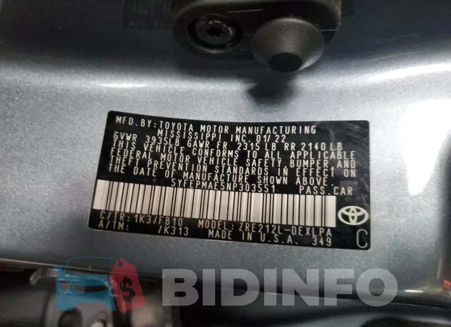 5YFEPMAE5NP303551 Photo# 12