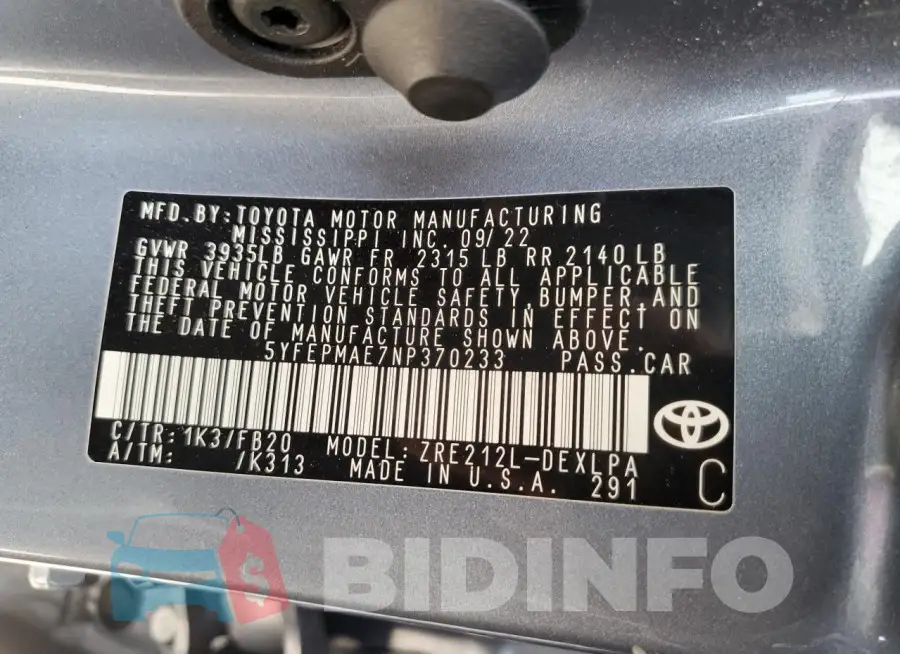 5YFEPMAE7NP370233 Photo# 13