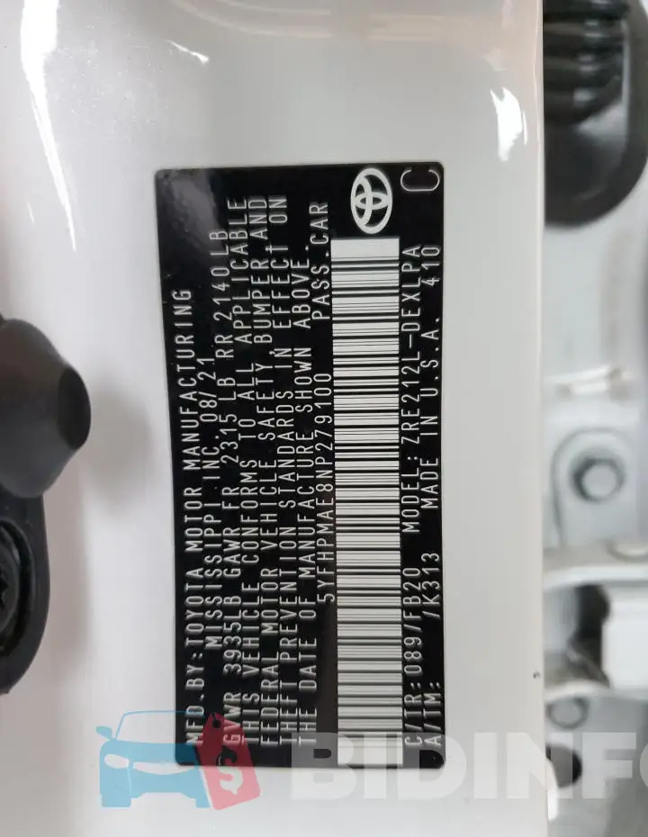 5YFHPMAE8NP279100 Photo# 12