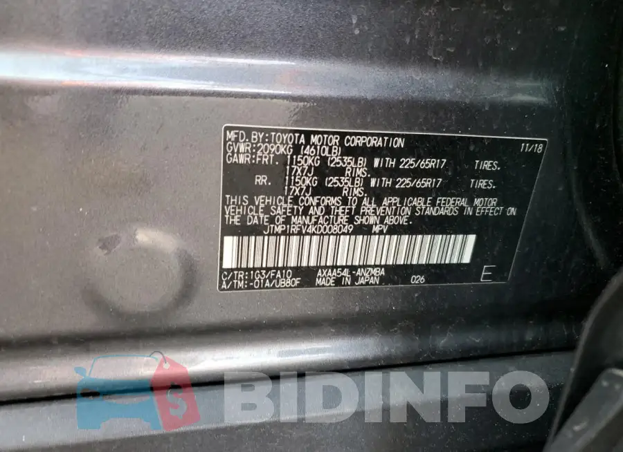 JTMP1RFV4KD008049 Photo# 13