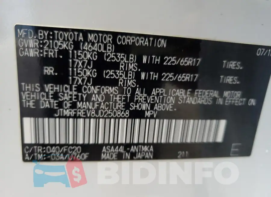 JTMRFREV8JD250868 Photo# 12