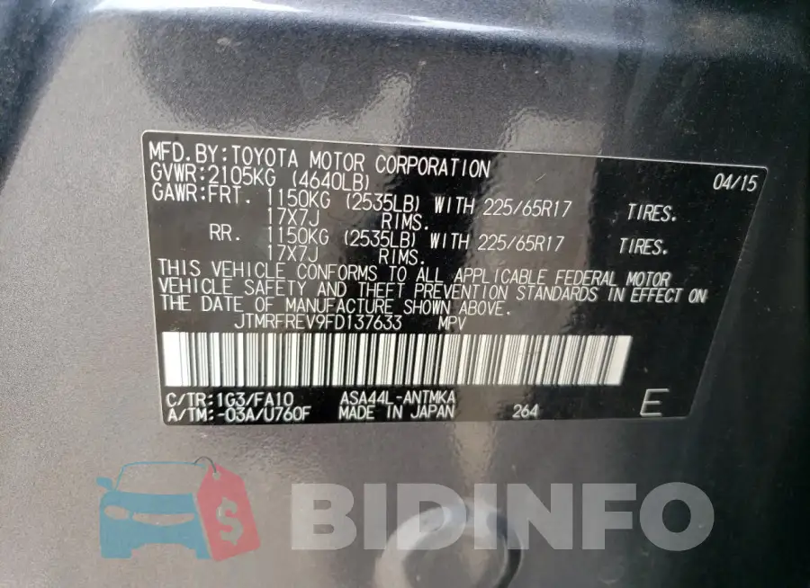 JTMRFREV9FD137633 Photo# 13