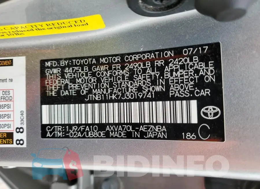 JTNB11HK7J3019741 Photo# 12
