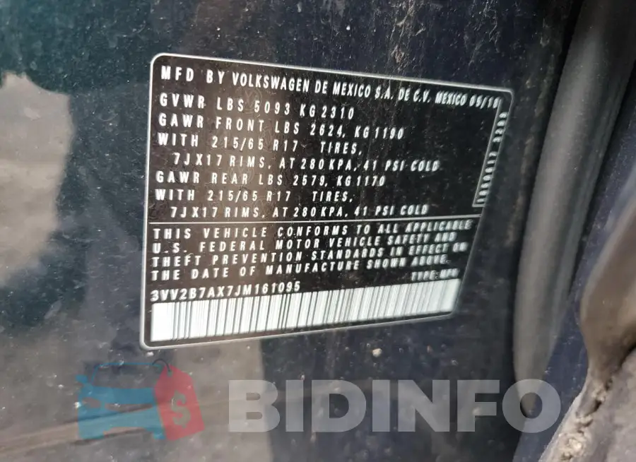 3VV2B7AX7JM161095 Photo# 12