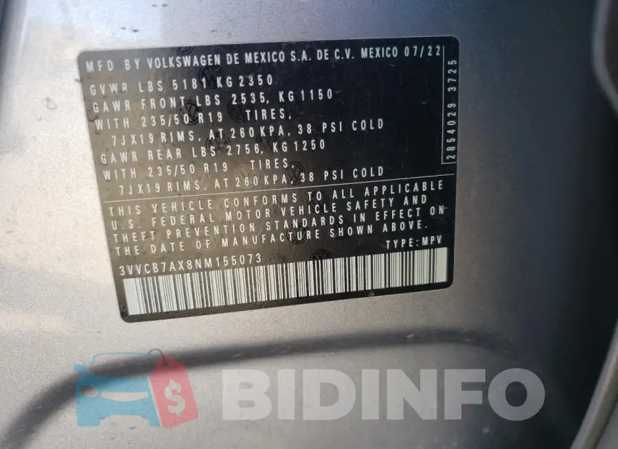 3VVCB7AX8NM155073 Photo# 13