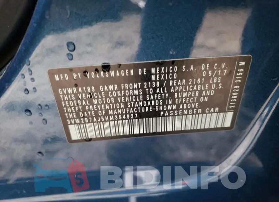 3VW2B7AJ5HM394927 Photo# 12