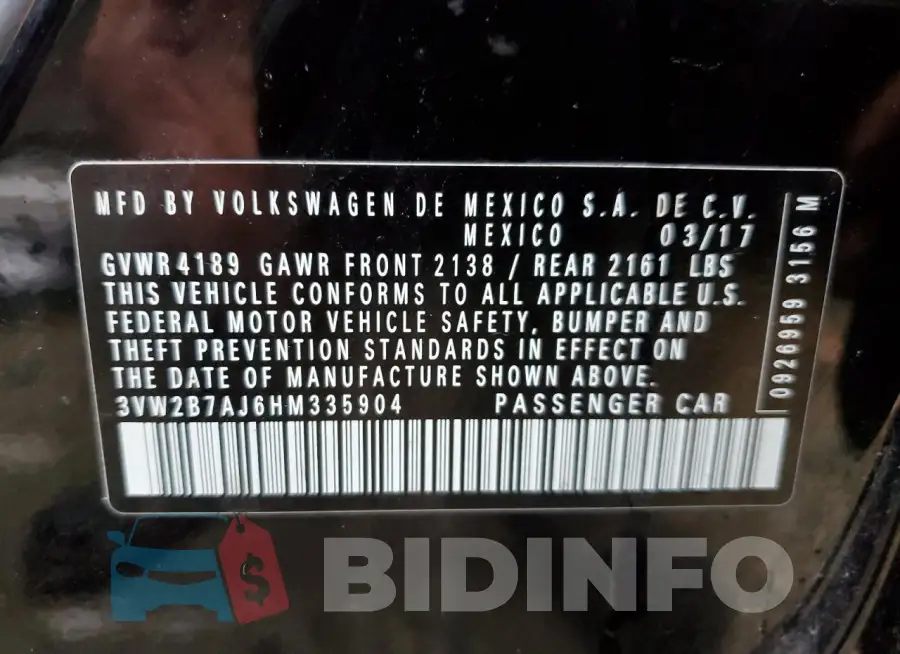 3VW2B7AJ6HM335904 Photo# 12