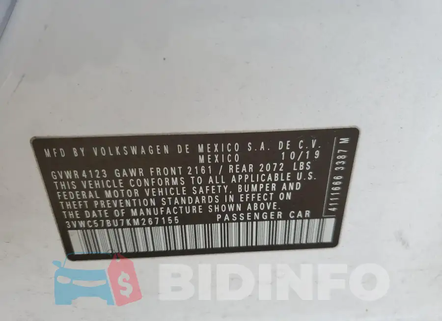 3VWC57BU7KM267155 Photo# 12