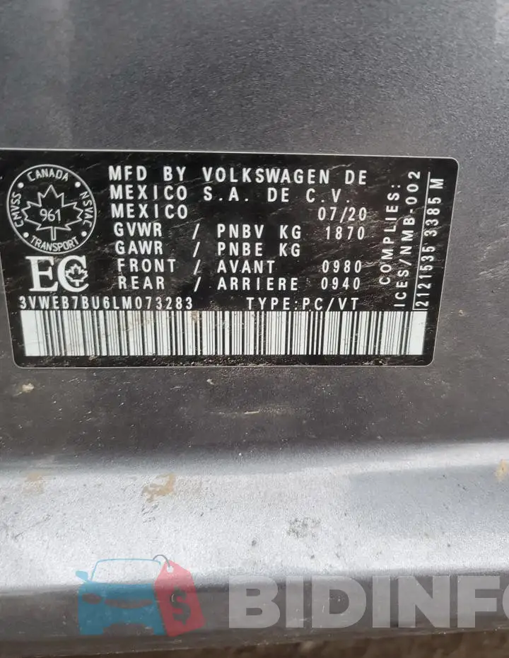 3VWEB7BU6LM073283 Photo# 12