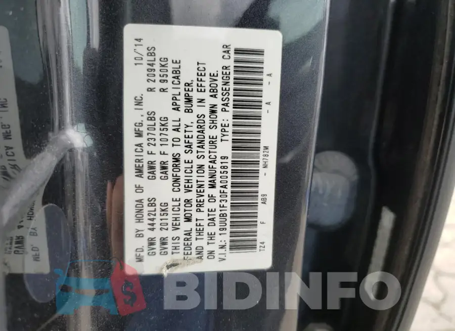 19UUB1F30FA005819 Photo# 12