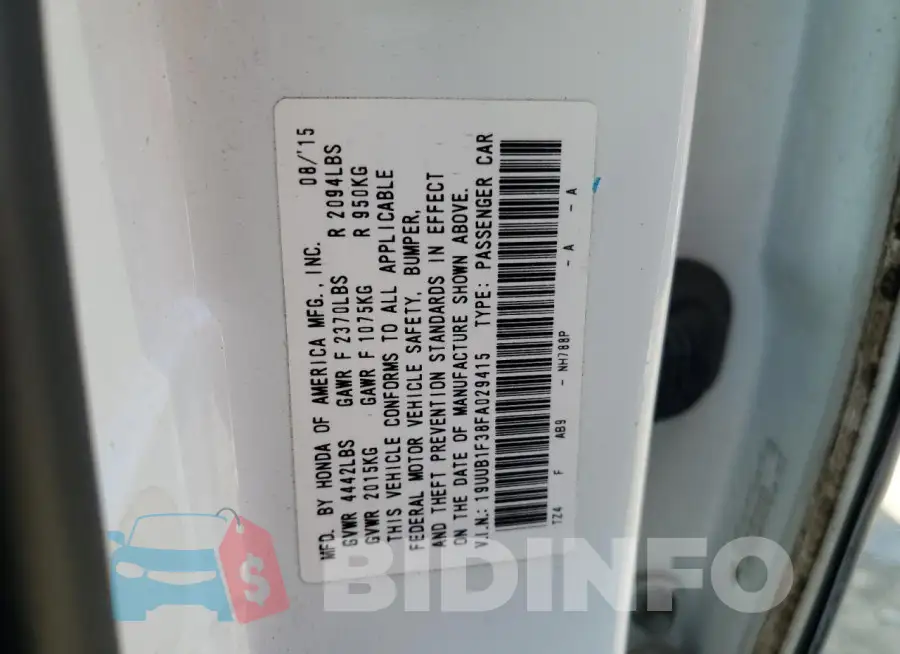 19UUB1F38FA029415 Photo# 12