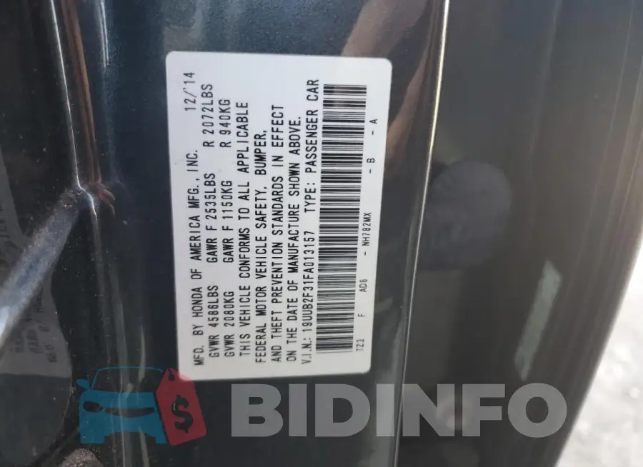 19UUB2F31FA013157 Photo# 12