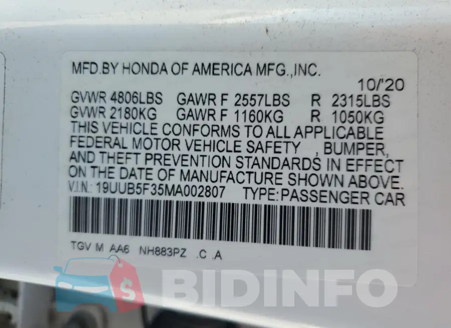 19UUB5F35MA002807 Photo# 12