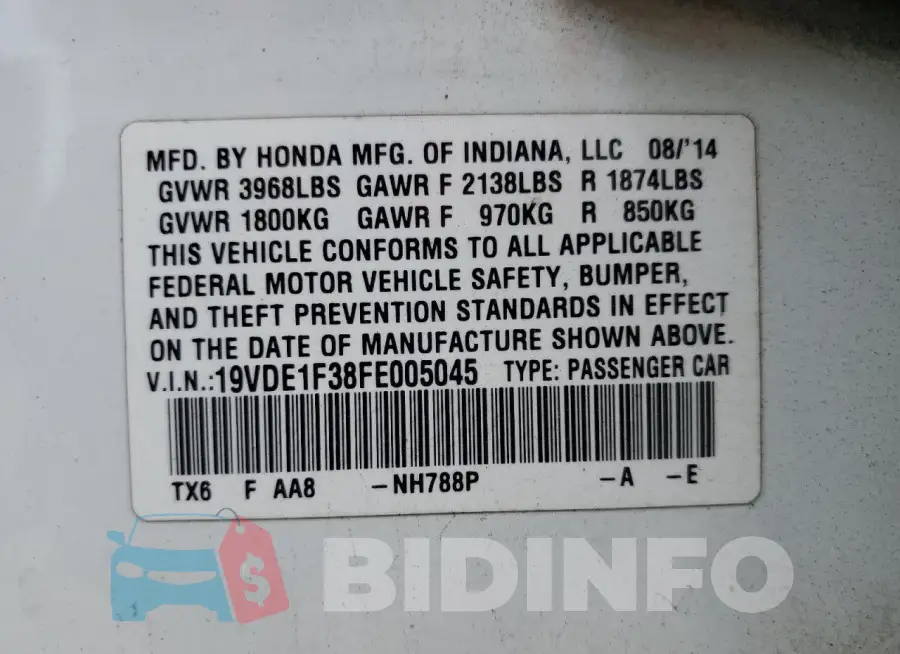 19VDE1F38FE005045 Photo# 13
